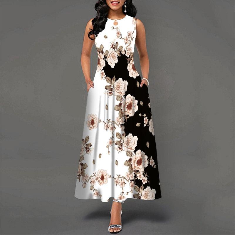 Bohemian Floral Print High Waist Maxi Dress - http://chicboutique.com.au
