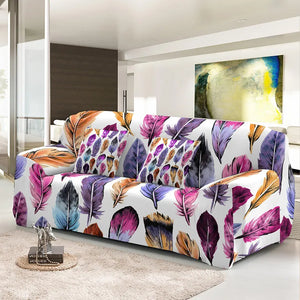 Elastic Feather Print Sofa Cover Couch Cover