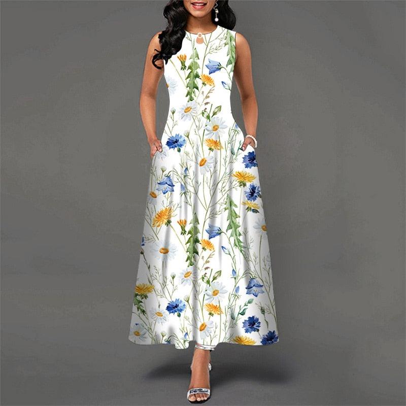 Bohemian Floral Print High Waist Maxi Dress - http://chicboutique.com.au