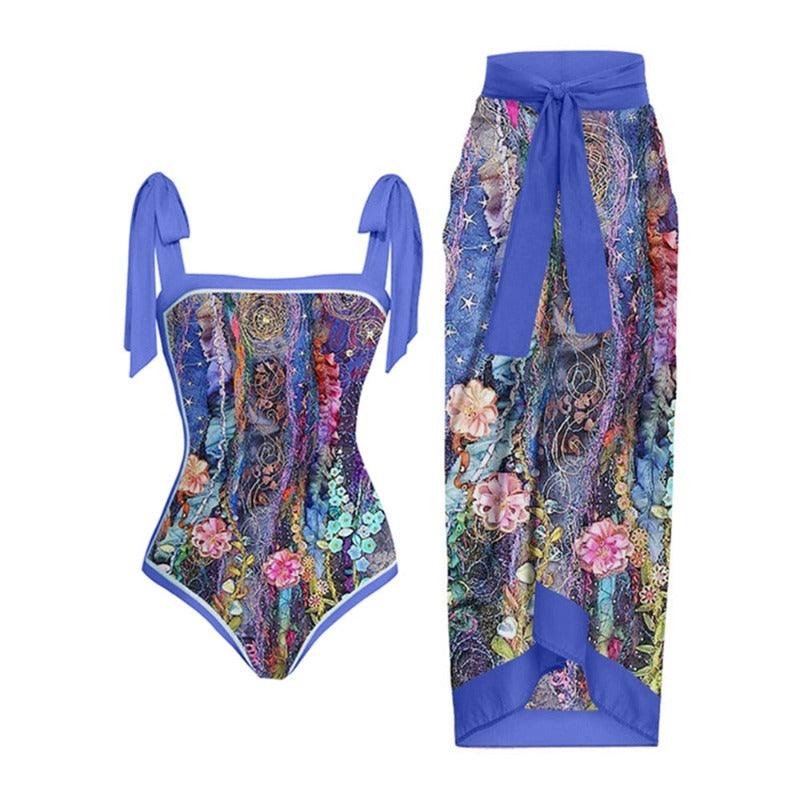 Floral Print One-Piece Swimsuit and Matching Cover Up - http://chicboutique.com.au