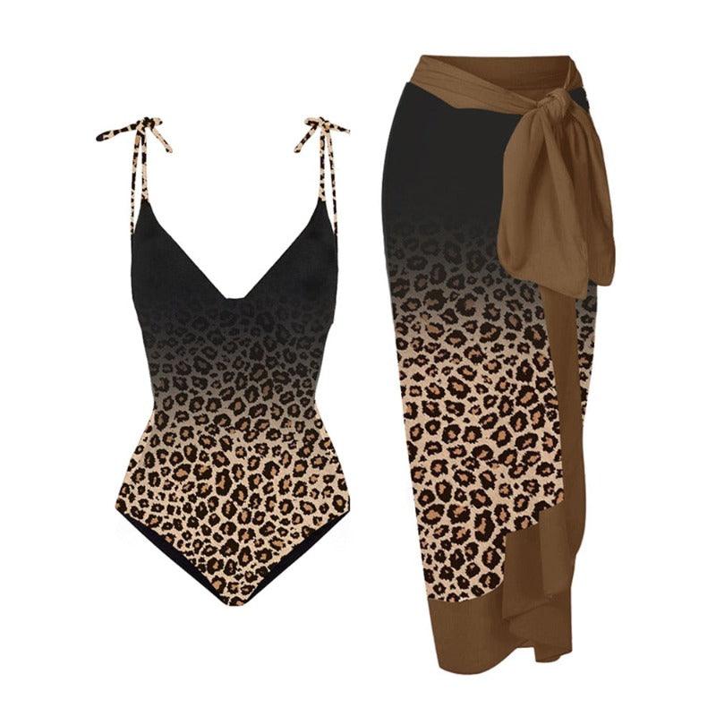 Leopard Gradient Print Swimsuit and Matching Cover Up - http://chicboutique.com.au