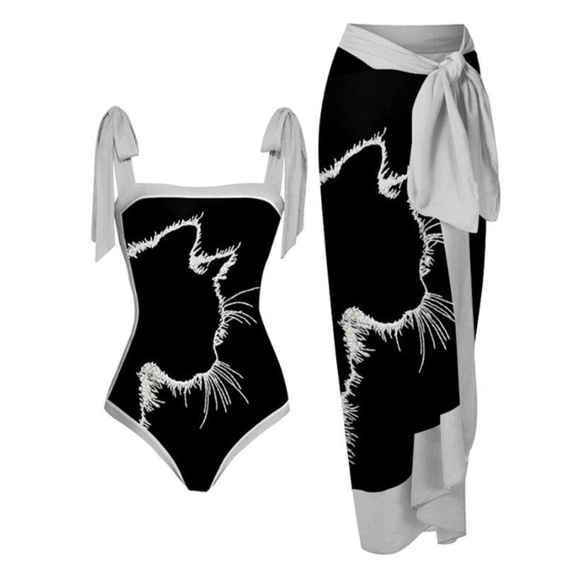 Black Cat One Piece Swimsuit and Matching Cover Up - http://chicboutique.com.au