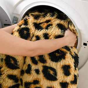 Leopard Plush Soft Faux Fur Bed Throw