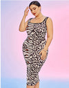 Leopard Print Plus Size Sleeveless Cocktail Dress