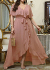 Plus Size Chiffon V Neck Long Evening Dress