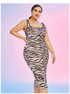 Leopard Print Plus Size Sleeveless Cocktail Dress