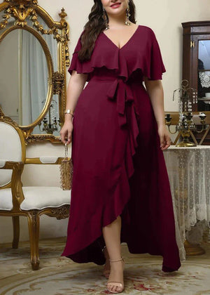 Plus Size Chiffon V Neck Long Evening Dress