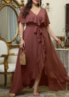 Plus Size Chiffon V Neck Long Evening Dress