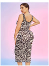 Leopard Print Plus Size Sleeveless Cocktail Dress