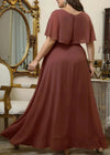 Plus Size Chiffon V Neck Long Evening Dress