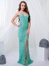 V Neck Sequin Mermaid Maxi Dress