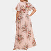 Plus Size Boho Flower Print Short Sleeve Ruffle Dress