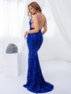 V Neck Sequin Mermaid Maxi Dress