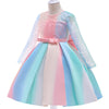 Long Sleeve Colourful Girls Party Dress