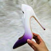 White / Purple Gradient Pointy Toe Stiletto Pumps