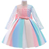 Long Sleeve Colourful Girls Party Dress