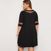 Plus Size Half Sleeve Mesh Panel Dress