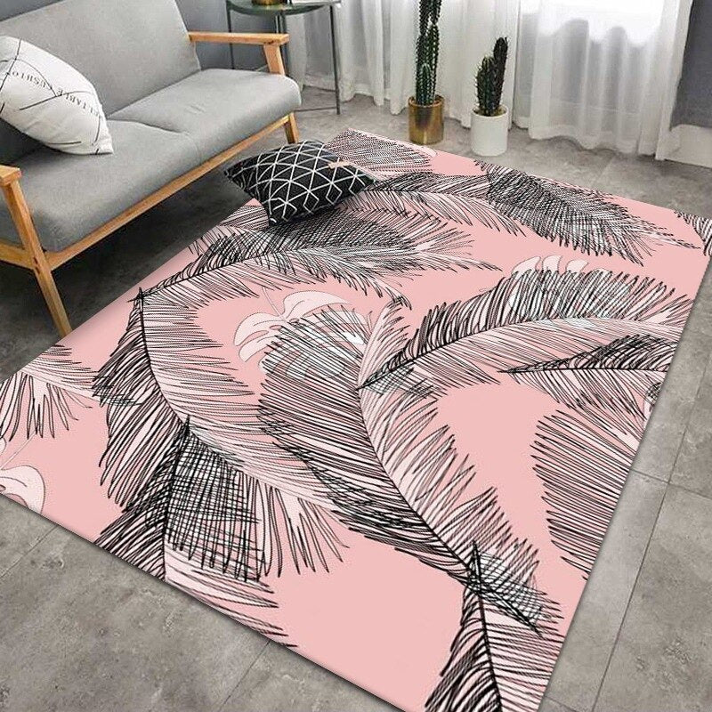 Feather Print Rectangle Area Rug in Assorted Sizes