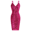 Sequin Ruched Cocktail Spaghetti Straps V-Neck Dress