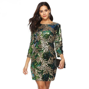 Sequin Long Sleeve Body-con Evening Dress - http://chicboutique.com.au