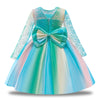 Long Sleeve Colourful Girls Party Dress