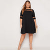 Plus Size Half Sleeve Mesh Panel Dress