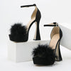 Feather Platform Buckle Strap Elegant Sandals