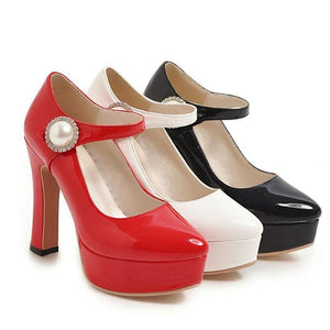 Small and Large Sizes Square Heel High Heel Pumps - http://chicboutique.com.au