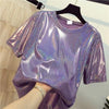 Retro Style Shiny Loose Short Sleeve T-shirt - http://chicboutique.com.au
