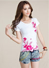 Flower Embroidery Short Sleeve T Shirt