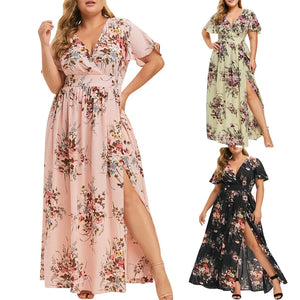 Plus Size Casual Boho Print Short Sleeve Dress