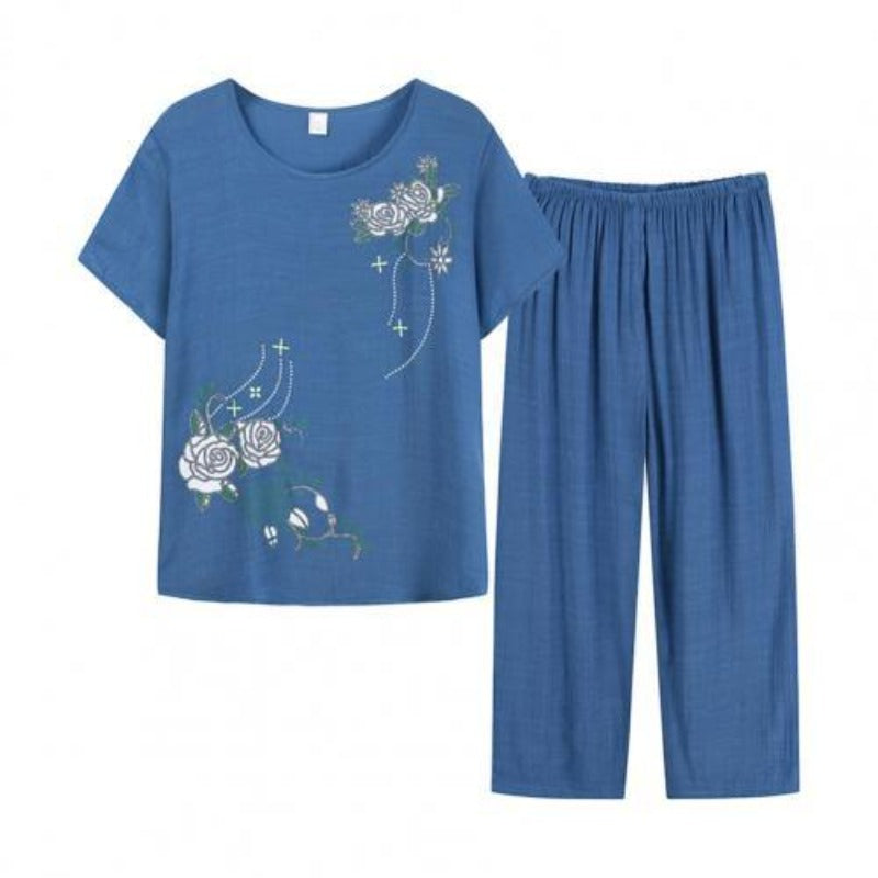 Floral Print T-shirt and Loose Pants Two Piece Set - http://chicboutique.com.au