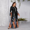 Plus Size Long Sleeve Printed Maxi Dress