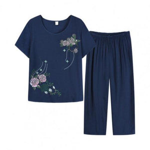 Floral Print T-shirt and Loose Pants Two Piece Set - http://chicboutique.com.au