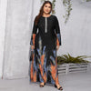 Plus Size Long Sleeve Printed Maxi Dress