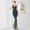 V Neck Sequin Long Evening Dress