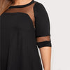 Plus Size Half Sleeve Mesh Panel Dress