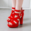 Cross Tied Platform Square Heel Sandals - http://chicboutique.com.au