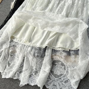 Elegant Lace Elastic Waist A Line Skirt