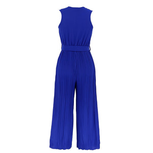 Elegant Wide Leg V Neck Sleeveless Jumpsuit