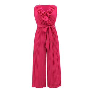 Elegant Wide Leg V Neck Sleeveless Jumpsuit