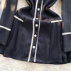 Vintage Black Long Sleeve Pocket Bow Tie Mini Dress