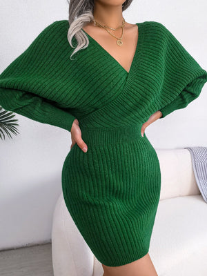 Solid Color Off The Shoulder Knitted Dress