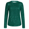 Sequinned Long Sleeve Crew Neck Pullover Blouse