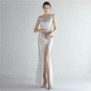 Sequin Sexy Slit Maxi Evening Dress - http://chicboutique.com.au