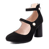 Mary Jane Round Heel Ankle Strap Pumps