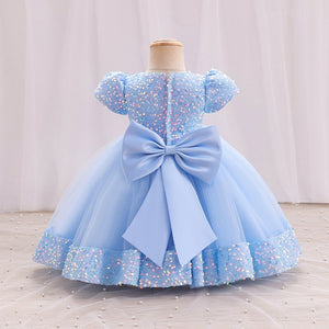 Girls Sequin Butterfly Sleeve Dress