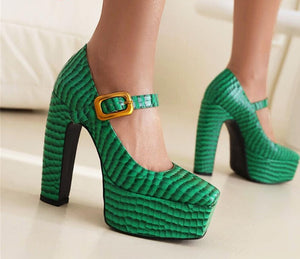 Platform High Heel Square Toe Fashion Shoes