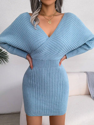 Solid Color Off The Shoulder Knitted Dress