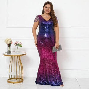 Plus Size Sequin Maxi Butterfly Sleeve Evening Dress - http://chicboutique.com.au